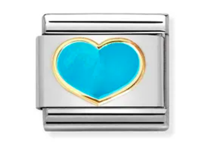 Gold With Turquoise Heart Link 