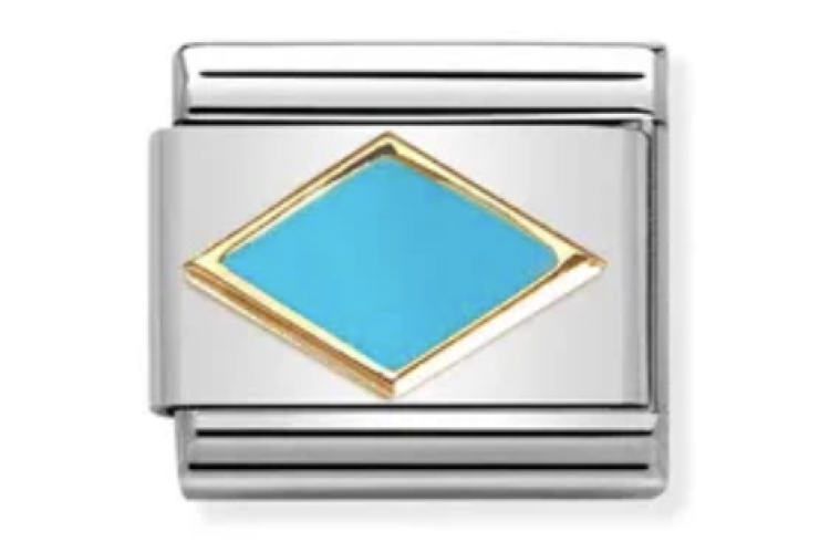 Gold with Turquoise Rhombus Link