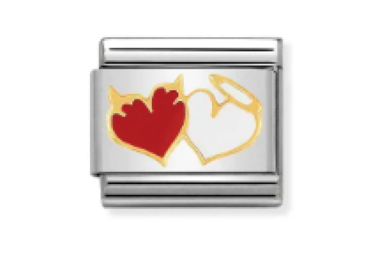 Gold wth Angel and Devil Hearts Link