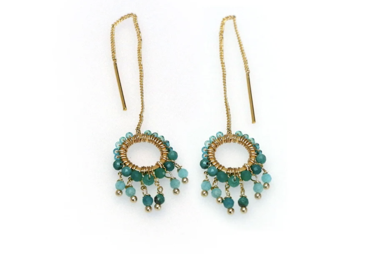 Green Beaded Earrings