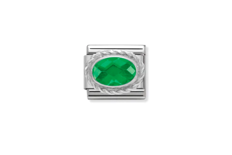 Green Faceted Oval Link