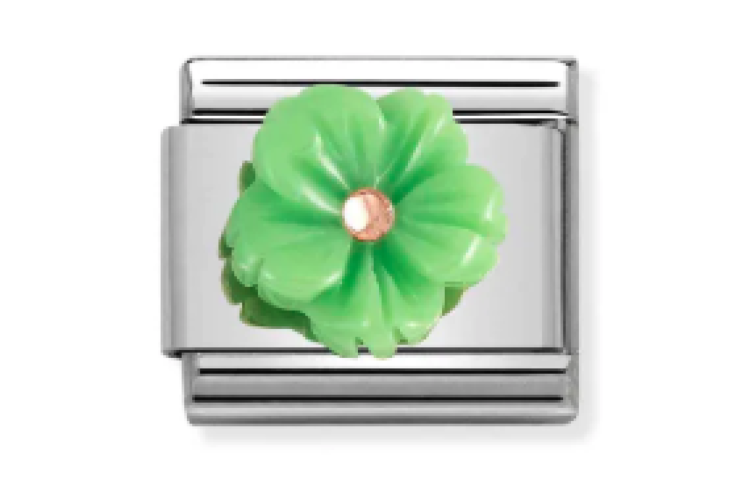 Green Flower with Rose Gold Stud Link