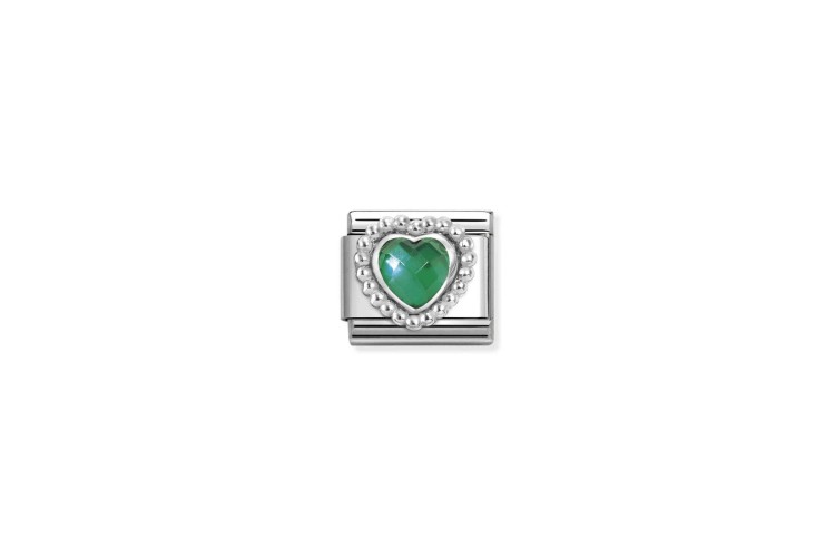 Green Stone Heart Link 