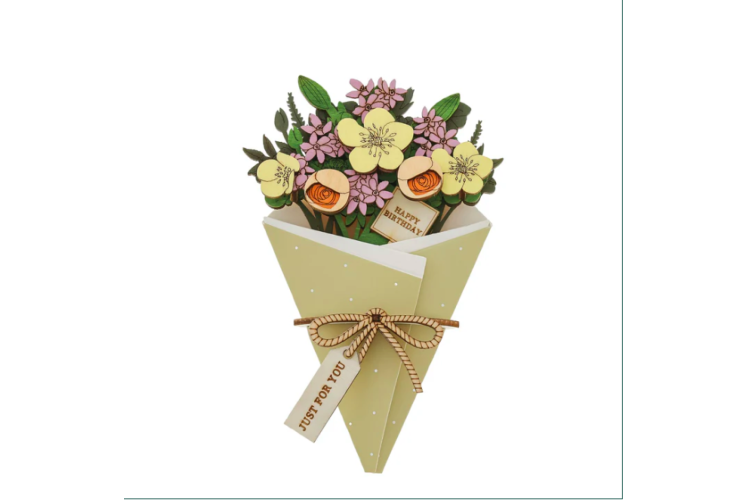 Happy Birthday 3D Flower Figurine Card