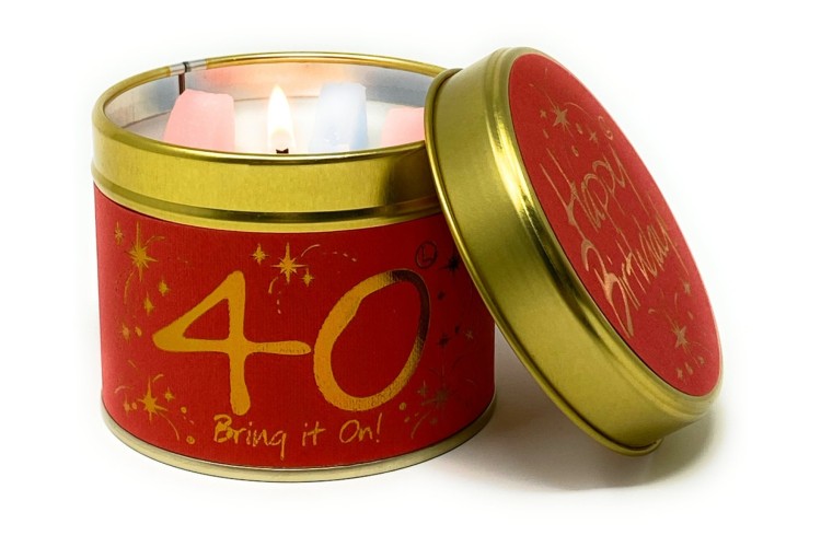 Happy Birthday 40th Scented Candle Tin