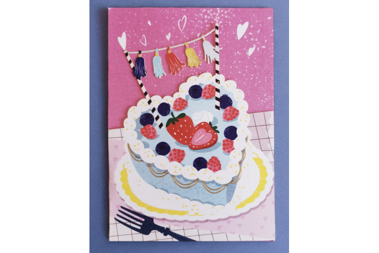 Heart Birthday Cake Greeting Card