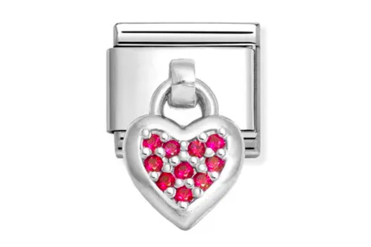 Heart with Red CZ Pendant Link 