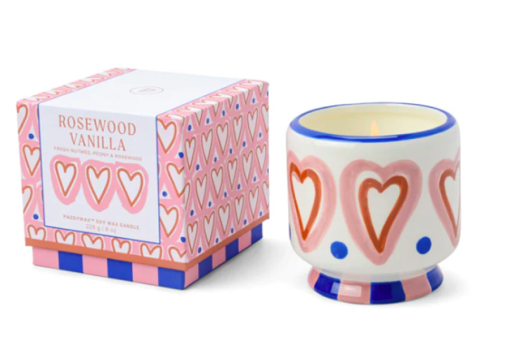Hearts Ceramic Candle - Rosewood Vanilla 
