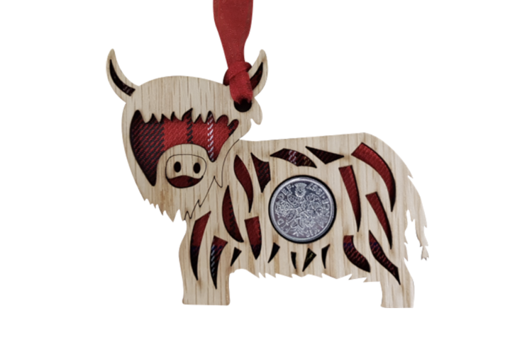 Highland Coo Lucky Sixpence