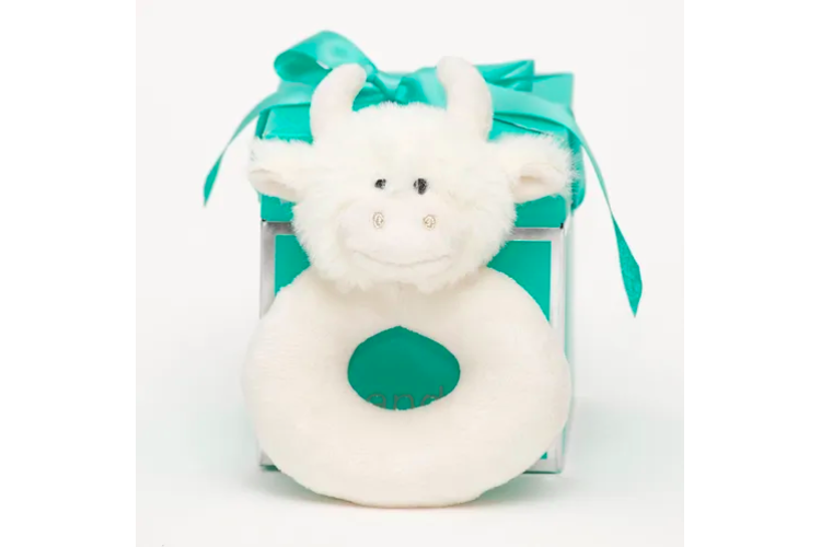 Highland Cow Rattle Cream & Box
