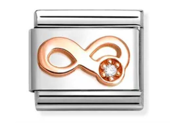 Infinity with white stone link 