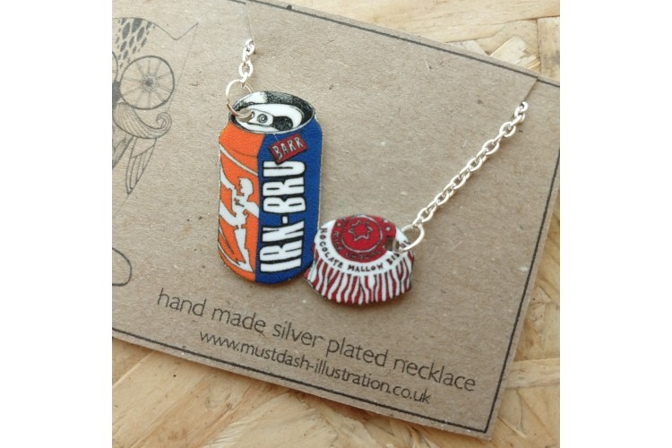 Irn Bru & Tunnocks Teacake Necklace 