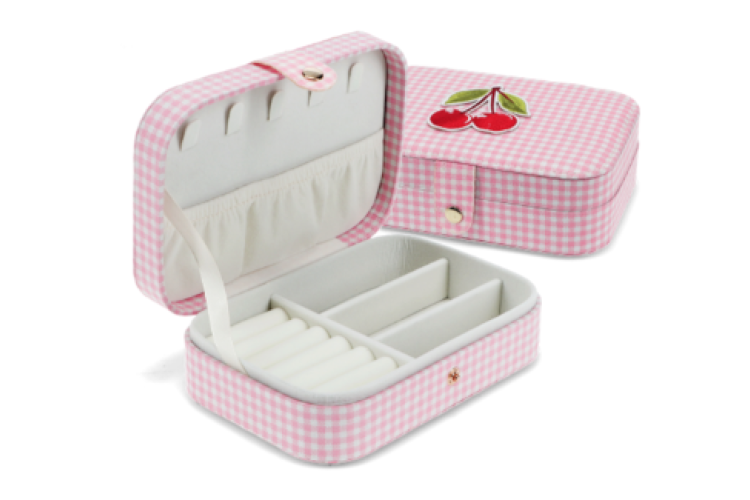 Jewellery Box - Pink Gingham Cherry