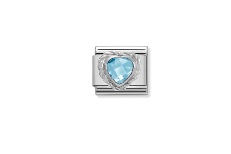 Light Blue Faceted Heart Link