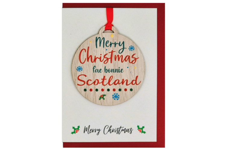 Merry Christmas Fae Bonnie Scotland Card with Gift