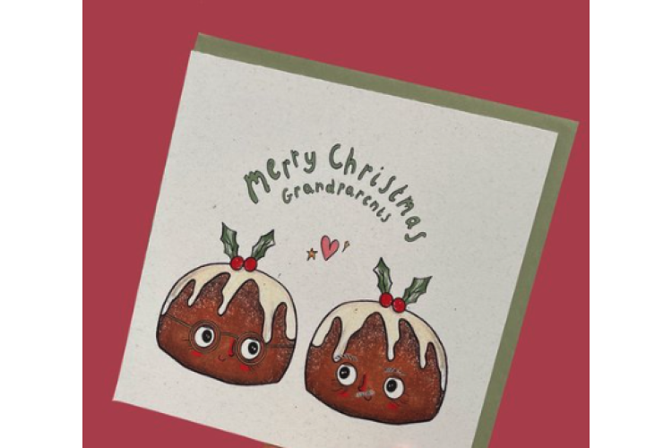 Merry Christmas Grandparents Christmas Pudding Card