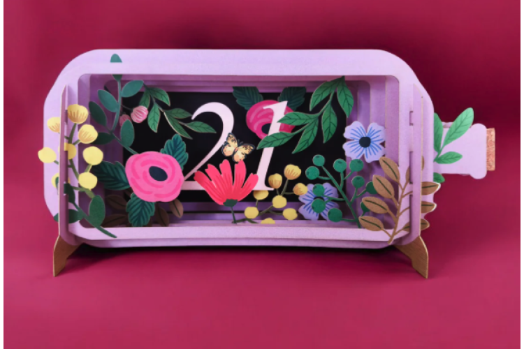 Message in a Bottle 21 with Flowers Pop Up Greeting Card