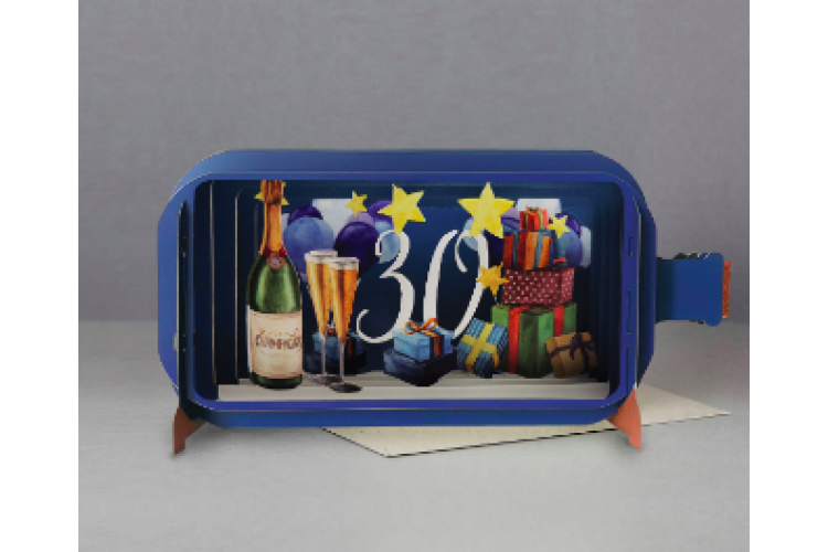 Message in a Bottle 30th Champagne Pop Up Greeting Card