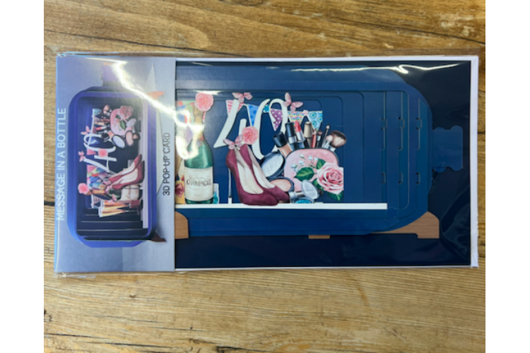 Message in a Bottle 40th Makeup Pop Up Greeting Card