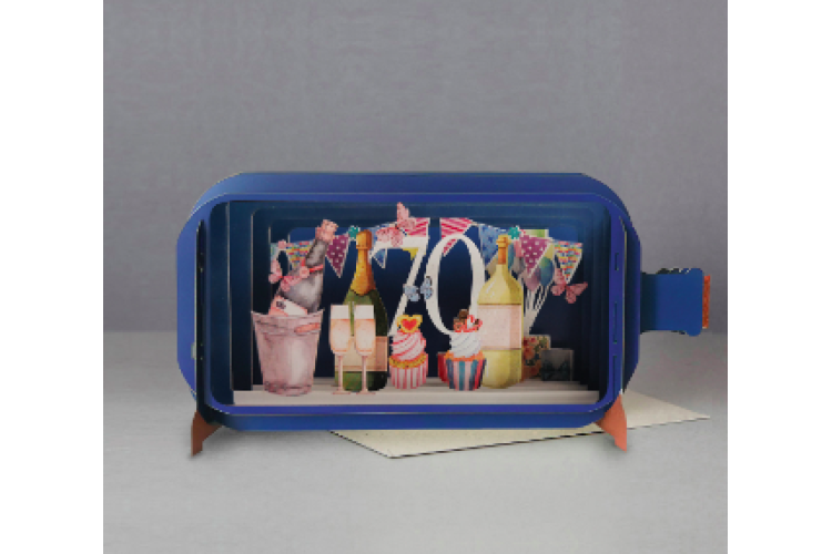 Message in a Bottle 70th Bunting Pop Up Greeting Card