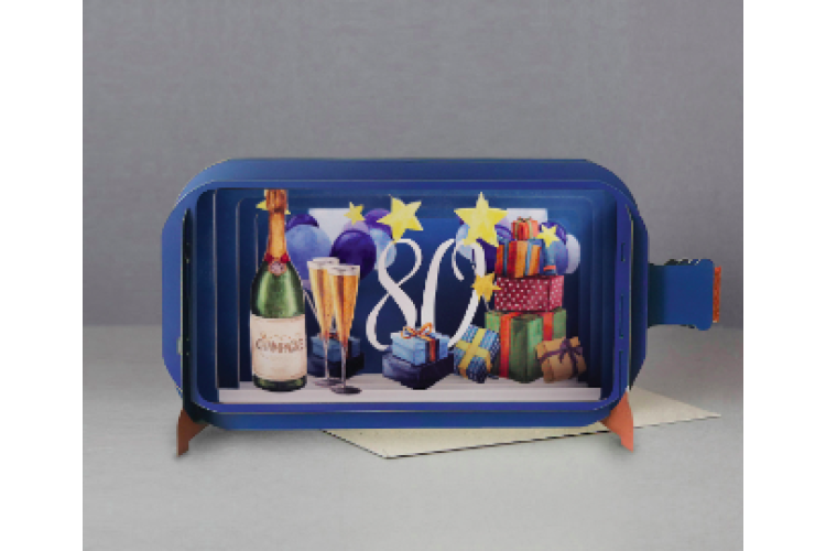 Message in a Bottle 80th Champagne Pop Up Greeting Card