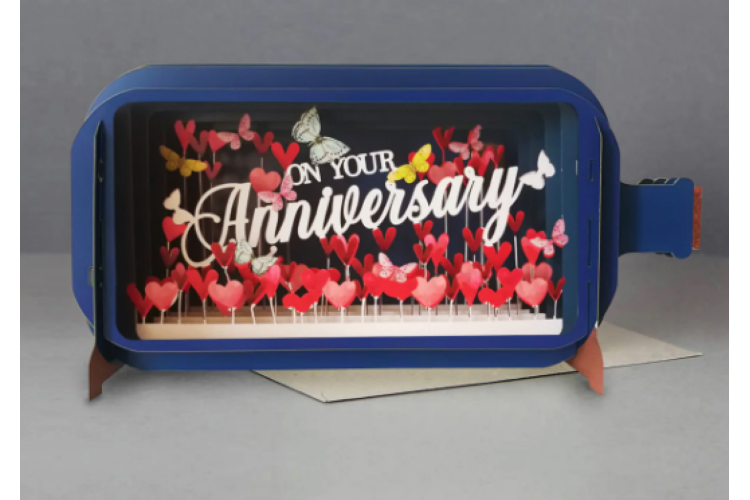 Message in a Bottle Anniversary Hearts and Butterflies Pop Up Greeting Card