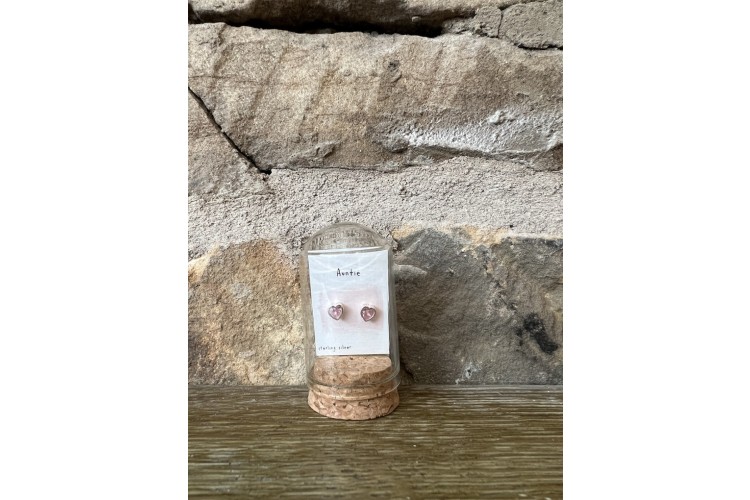 Message in a Bottle Auntie Pink Crystal Studs