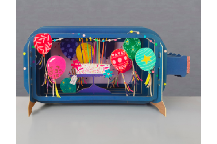 Message in a Bottle Balloons Pop Up Greeting Card