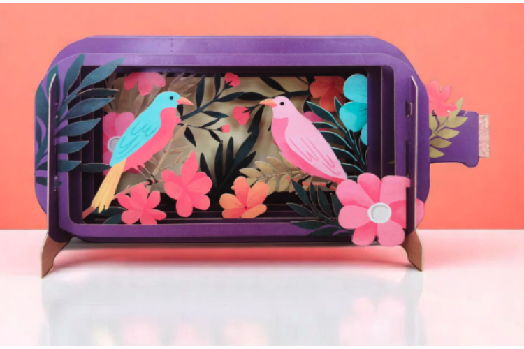 Message in a Bottle Birds Pop Up Greeting Card 