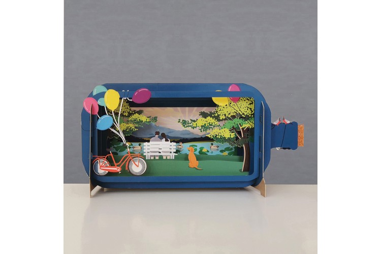 Message in a Bottle by the loch Pop Up Greeting Card