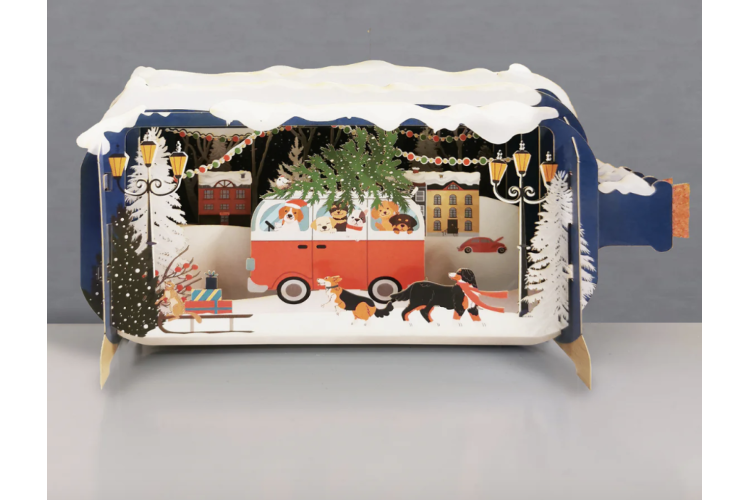Message in a Bottle Christmas Dogs Pop Up Greeting Card