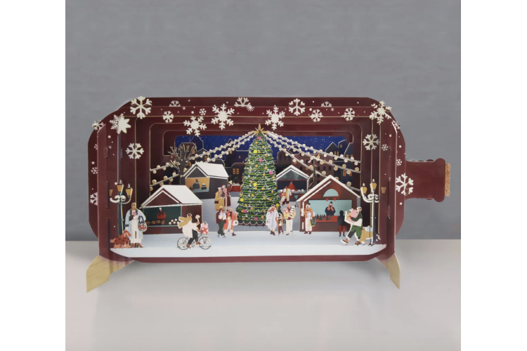 Message in a Bottle Christmas Market Pop Up Greeting Card