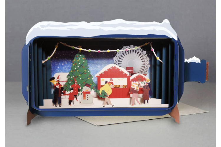 Message in a Bottle Christmas Market Pop Up Gretting Card