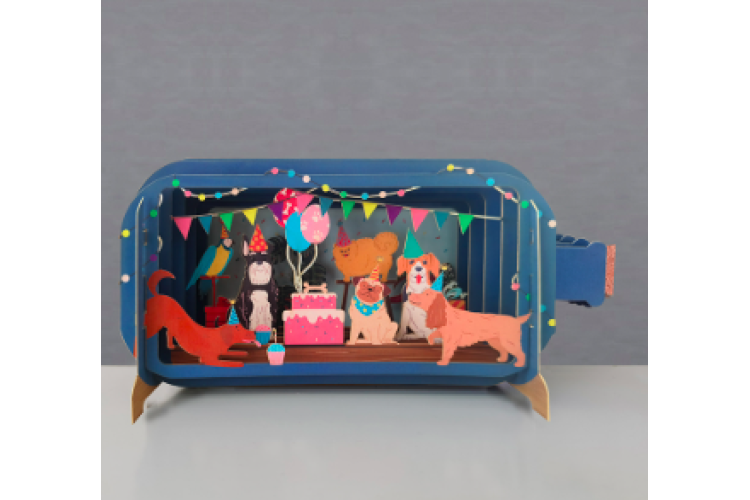 Message in a Bottle Dog Party Pop Up Greeting Card
