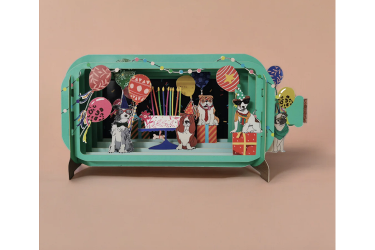 Message in a Bottle Dogs & Cake Pop Up Greeting Card