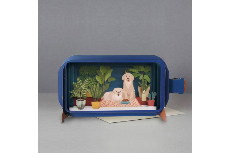 Message in a Bottle Dogs Pop Up Birthday Greeting Card
