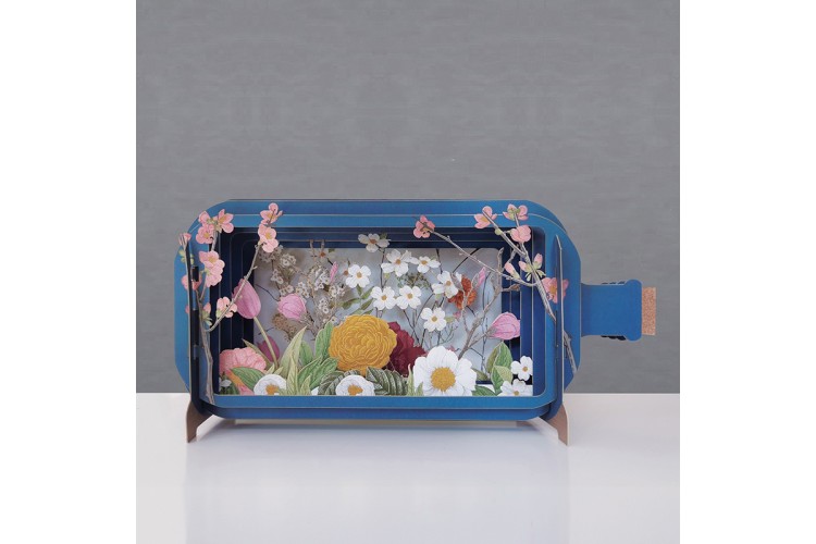 Message in a Bottle Flower Field Pop Up Greeting Card