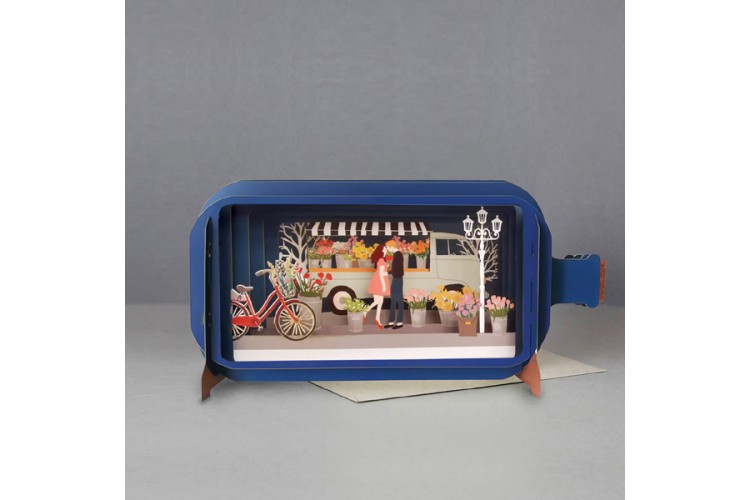 Message in a Bottle Flower Van Pop Up Birthday Greeting Card