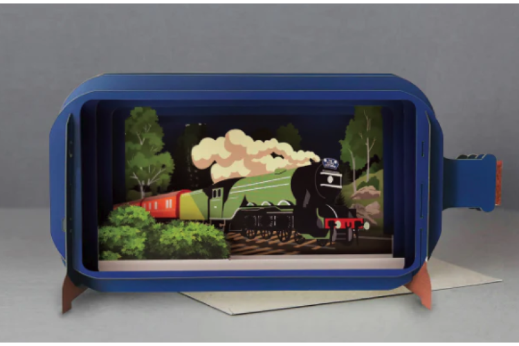 Message in a Bottle Flying Scotsman Pop Up Greeting Card