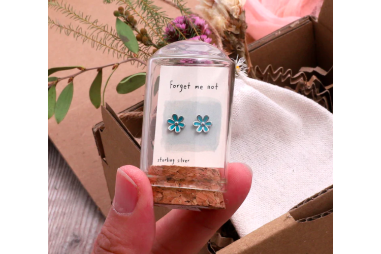 Message in a Bottle Forget Me Not Flower Studs