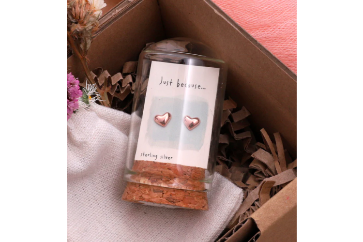 Message in a Bottle Just Because Rose Gold Studs