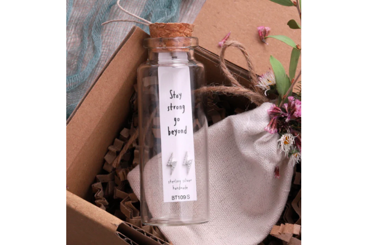 Message in a Bottle Lightning Bolt Earrings