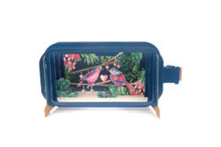 Message in a Bottle Love Birds Pop Up Greeting Card