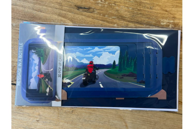 Message in a Bottle Motorbike Pop Up Greeting Card