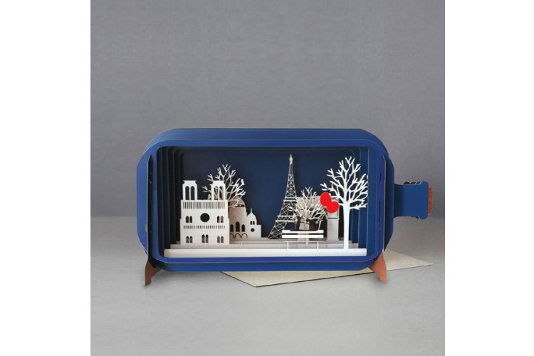 Message in a Bottle Paris Pop Up Birthday Greeting Card