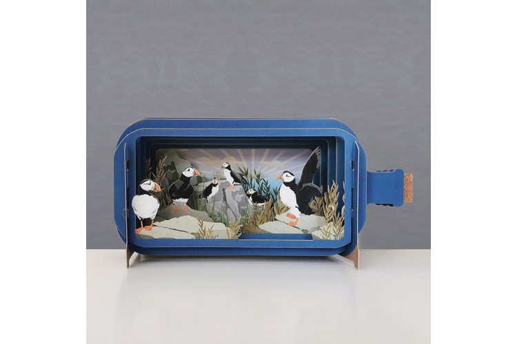 Message in a Bottle Puffin Pop Up Greeting Card