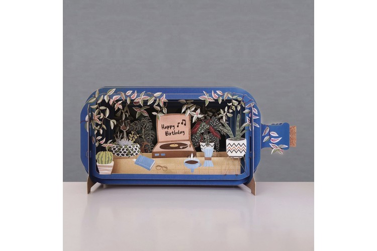 Message in a Bottle Record Player Pop Up Greeting Card
