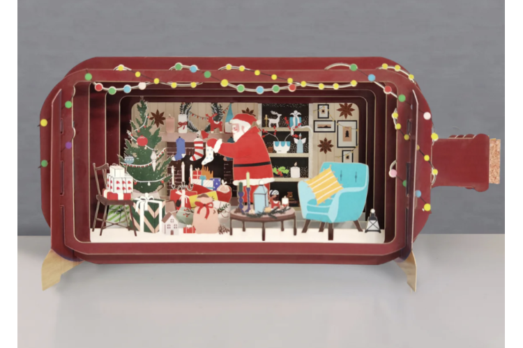 Message in a Bottle Santa in the House Pop Up Greeting Card