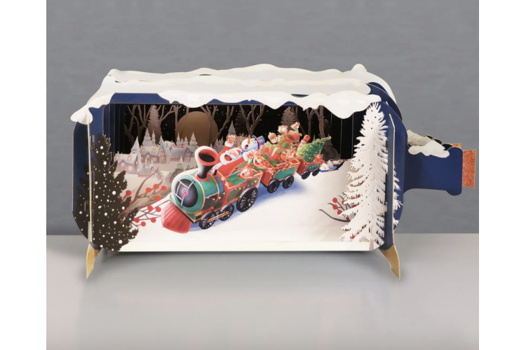 Message in a Bottle Santa Train Pop Up Greeting Card