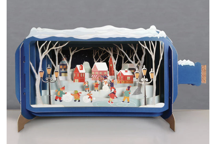 Message in a Bottle Snowball Fight Pop Up Greeting Card